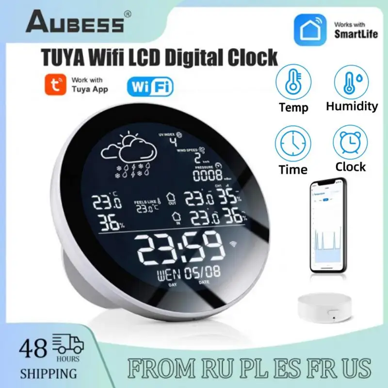 

TUYA Wifi LCD Digital Clock Temperature Humidity Meter Indoor Outdoor Smart Thermometer Hygrometer Weather Station TH Sensor