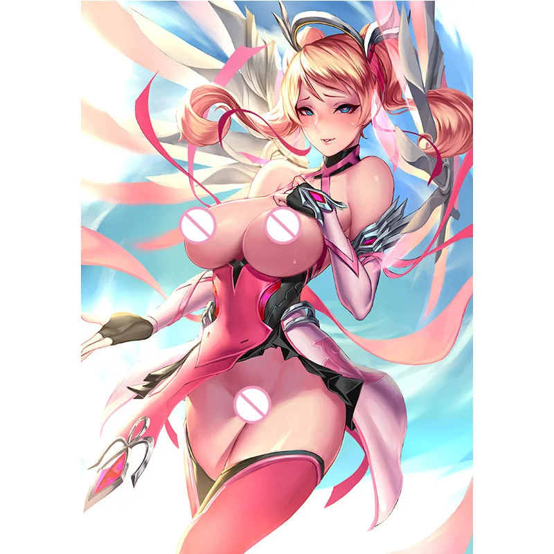 

Print Canvas Game Overwatch Pink Angel Nude Sexy Girl Art Poster 40x60 50x70 60x90 Custom Living Room Bedroom Hanging Picture