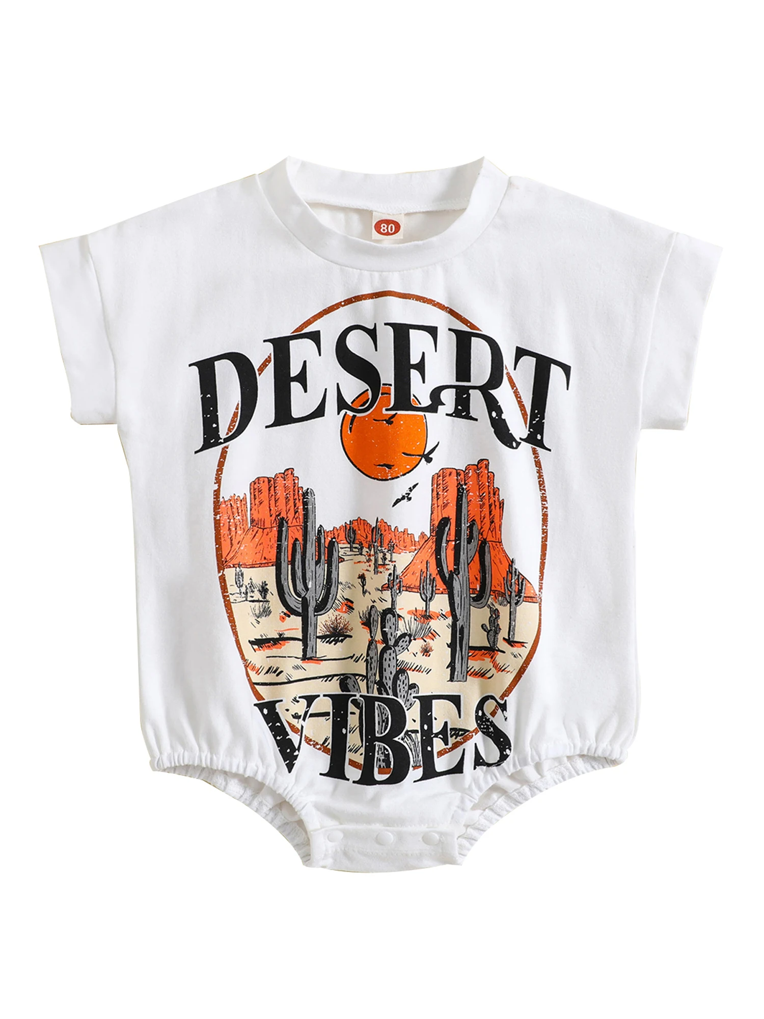 

Adorable Short Sleeve Western Romper for Toddler Boys - Cute Letter Graphics Jumpsuit - Summer Bodysuit for Your