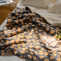 warm velvet jacquard daisy blanket car office leisure nap blanket double sided lamb wool shawl sofa cover blanket home