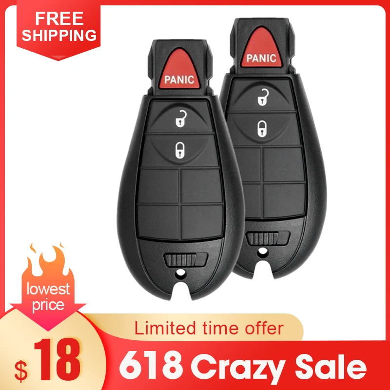 

2PCS For 2013 2014 2015 2016 2017 2018 2019 2020 Dodge Ram 1500 2500 Remote Key Fob For Jeep Cherokee Dodge Ram Smart Key