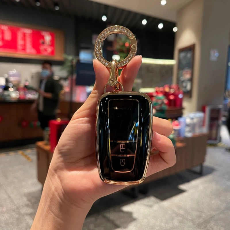 

Rhinestone Keyring TPU 2 Button Car Key Case Cover for Toyota C-HR Prius 2016 2017 2018 Car Keyless Shell Holder Llavero Mujer