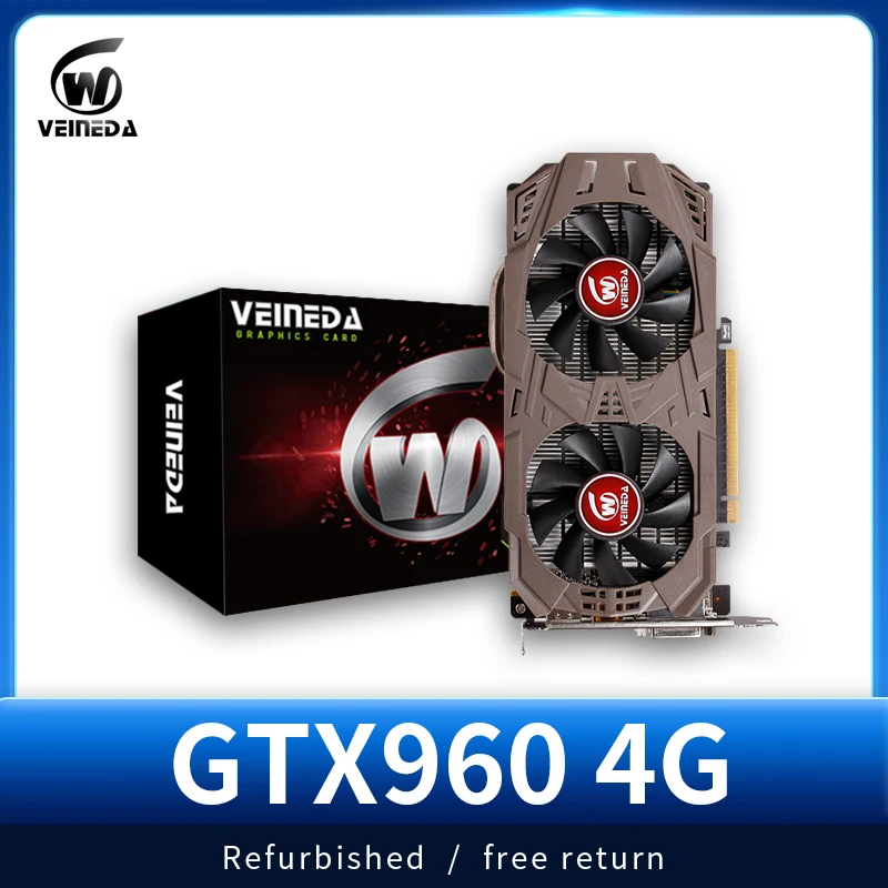 

VEINEDA PC Video Card GTX 960 4GB 128Bit 6600mhz GDDR5 Graphics Cards GTX960 4gb Dvi VGA For nVIDIA Geforce Game Refurbished