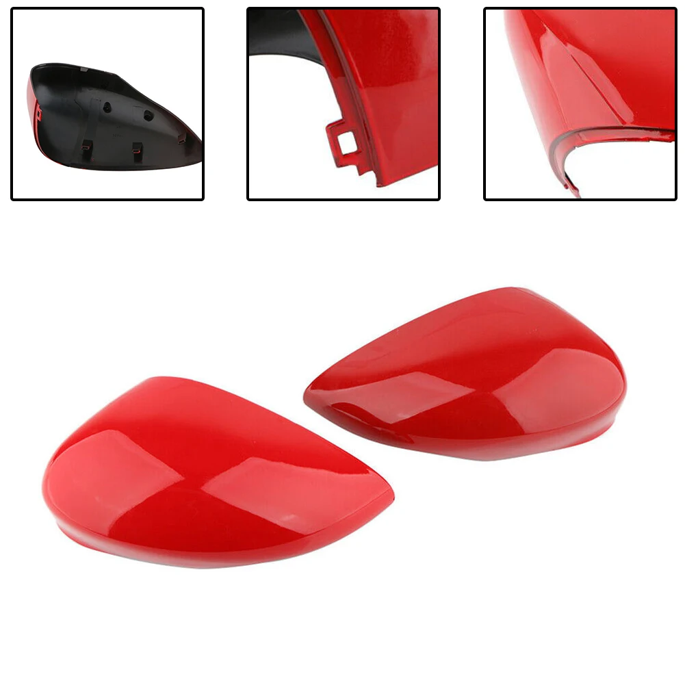 

Car Passenger Driver Side Wing Mirror Cover Cap Protector For Ford Fiesta MK7 2008-2017 Red Right + Left