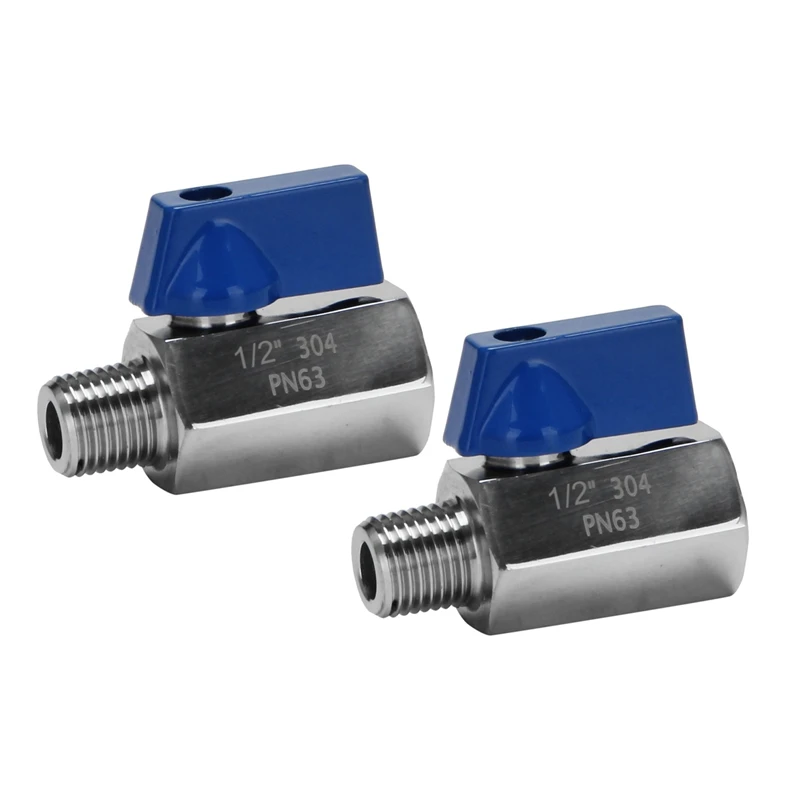 

2X Ball Valve 1/2 Inch 304 Stainless Steel Mini Ball Valve Female And Male NPT Great For Shower Head Flow Control Valve