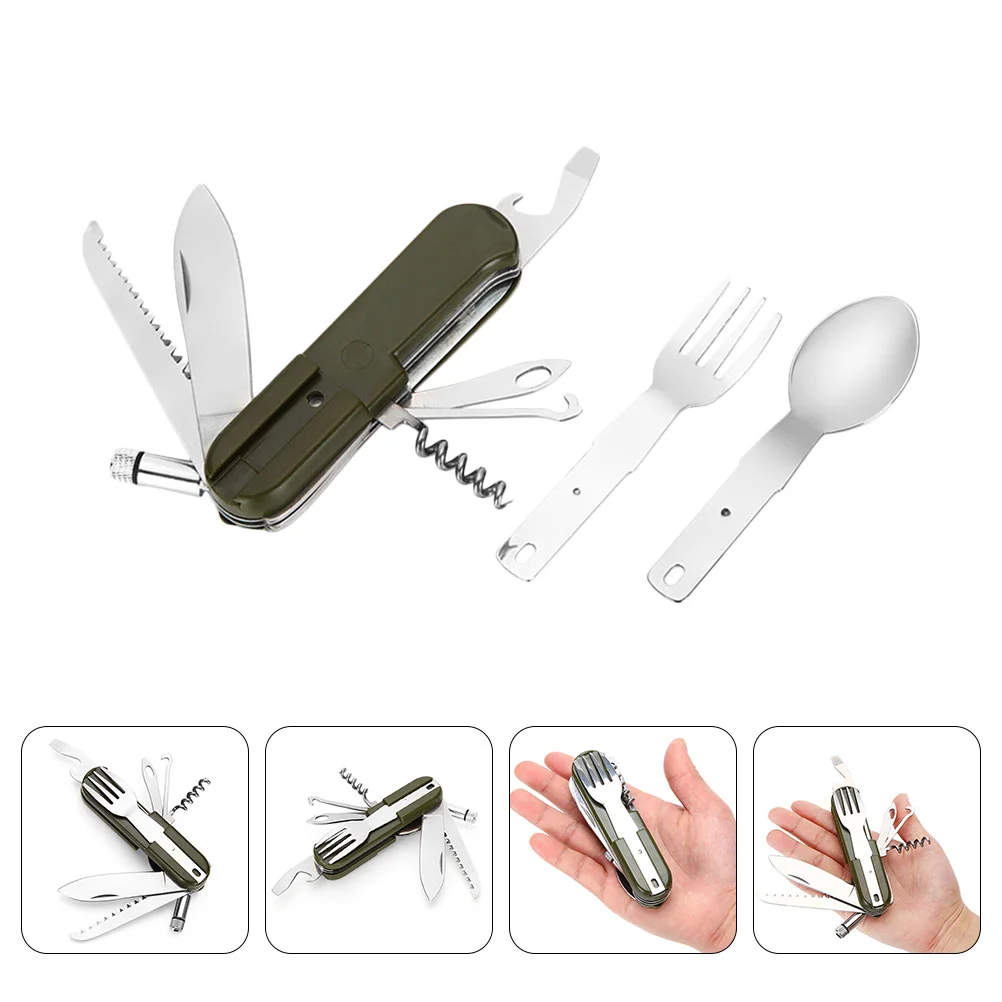 

1 Set Stainless Steel Folding Portable Tableware Outdoor Travel Eating Utensils