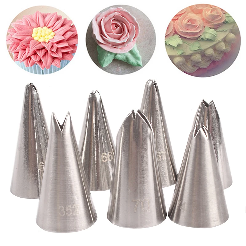 

7pcs/set Leaves Cream Pastry Tips Stainless Steel DIY Cake Decorating Icing Piping Nozzles Cupcake Pastry Baking Tools