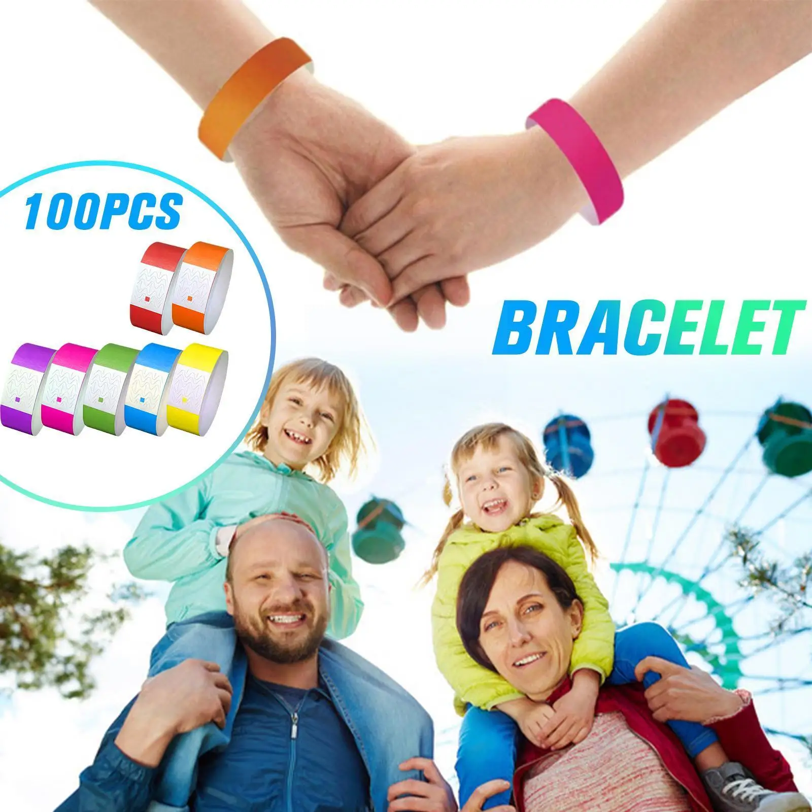 

Fashion Synthetic Paper Bracelet Waterproof Leisure Wristband For Party Events Guest Entry Identification Active 6 Color S0M9