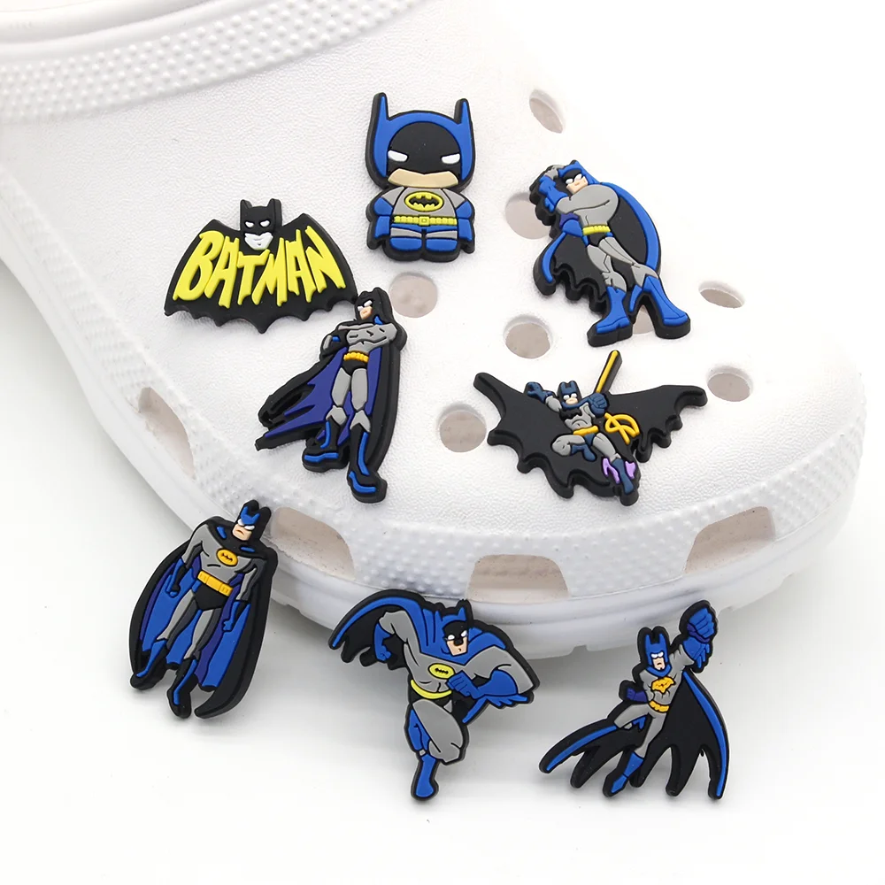 

New jibz 1pcs cartoon bat superhero garden Shoe Charms DIY clog Shoe Aceessories Fit croc Sandals Decorate Unisex kid X-mas Gift