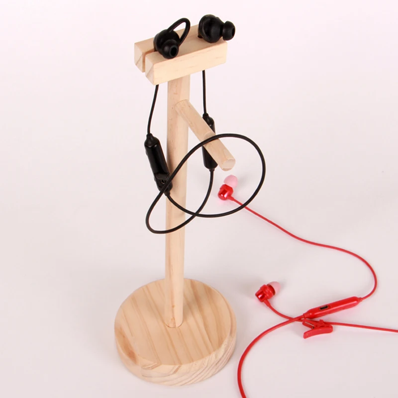 

Wooden Headset Stand Portable In-Ear Sports Bluetooth Headphone Holder Display Shelf with Non-slip Pad Game Earphone Accessories