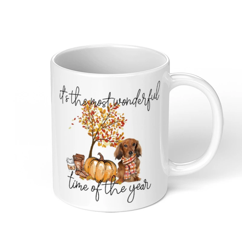 

Printed Enamel Mug Cup Autumn Thanksgiving Party Coffee Cup Wine Juice Cup Dessert Cocoa Milk Handle Cup Kupa Bardak Gift