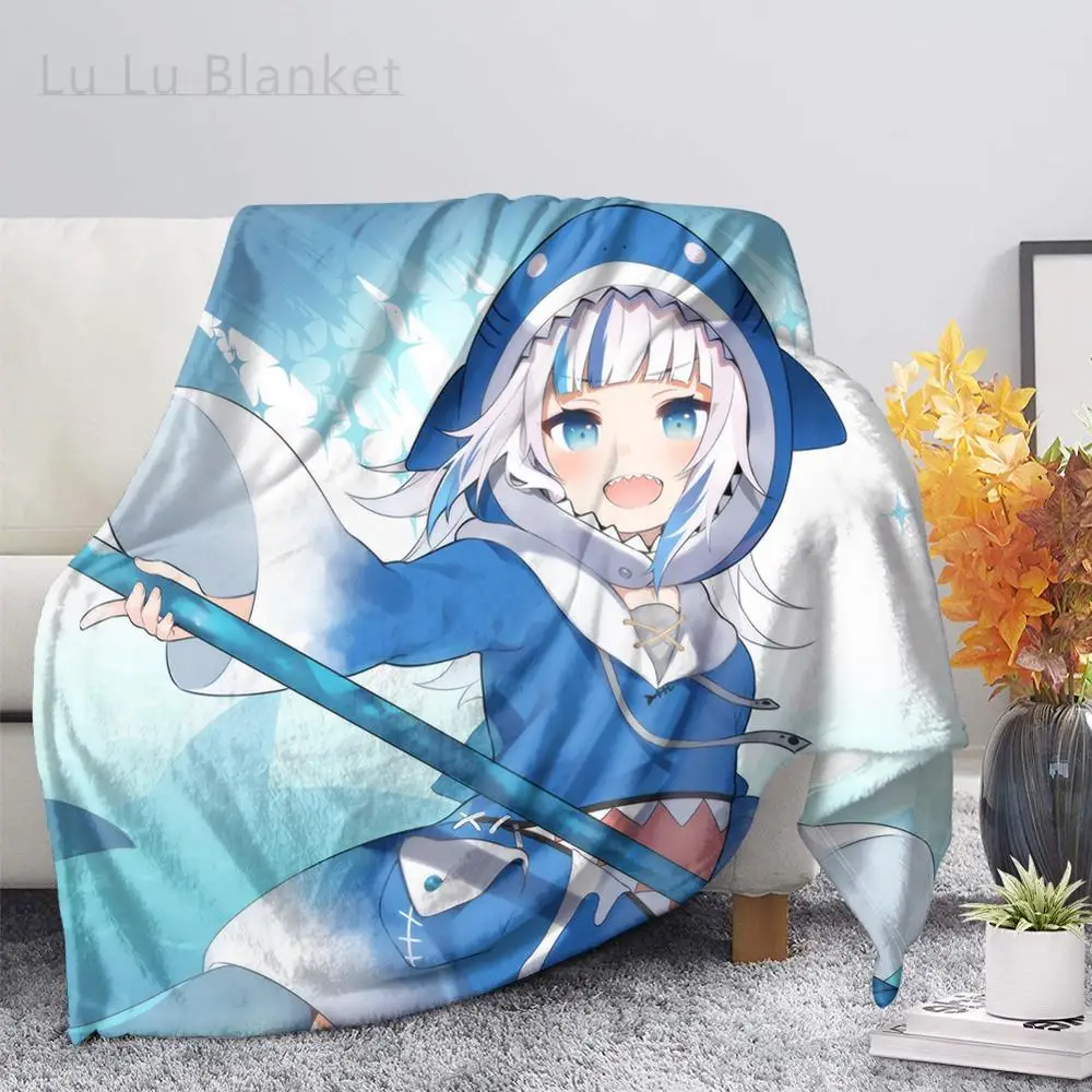 

Anime Hololive EN Gawr Gura Printed Plush Throw Blanket for Adults Kids Fleece Couch Bed Blanket Soft Cozy Thin Quilt