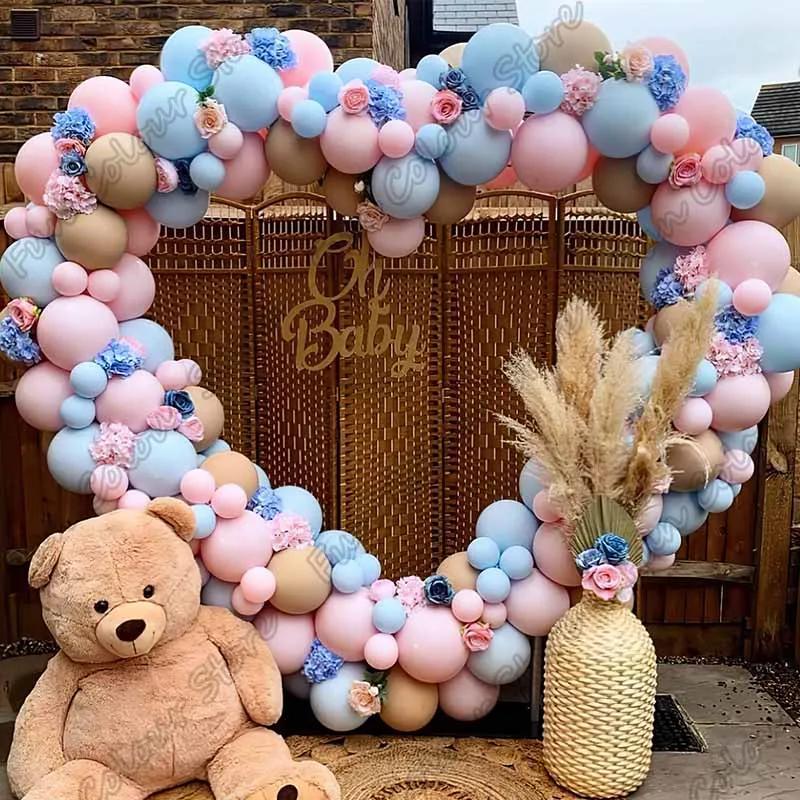 

Синий розовый день памяти Maca, латексный стиль, искусственный фон для празднования детского праздника, дня рождения