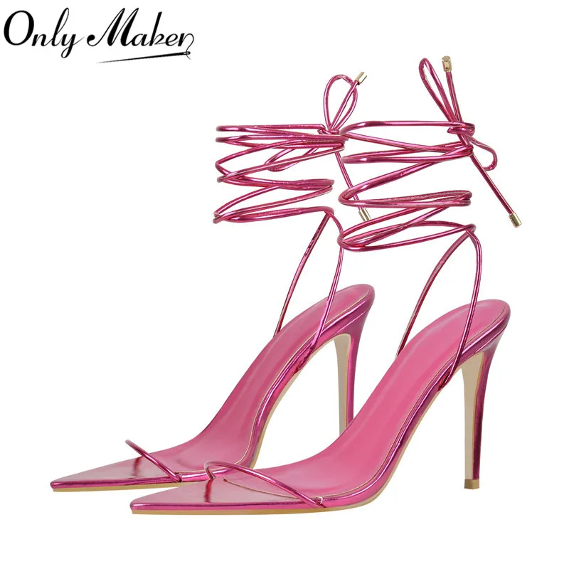 

Сандалии Onlymaker Женские с открытым носком, тонкие босоножки на шнуровке, классические модные вечерние туфли, сандалии с открытым носком, боль...