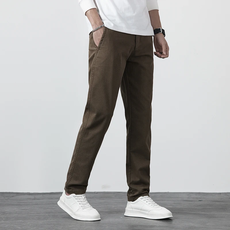 

Autumn Men's Casual Trousers Trendy Korean Business Slim Straight Pant Thin 69% Cotton Cargo Streetwear Men