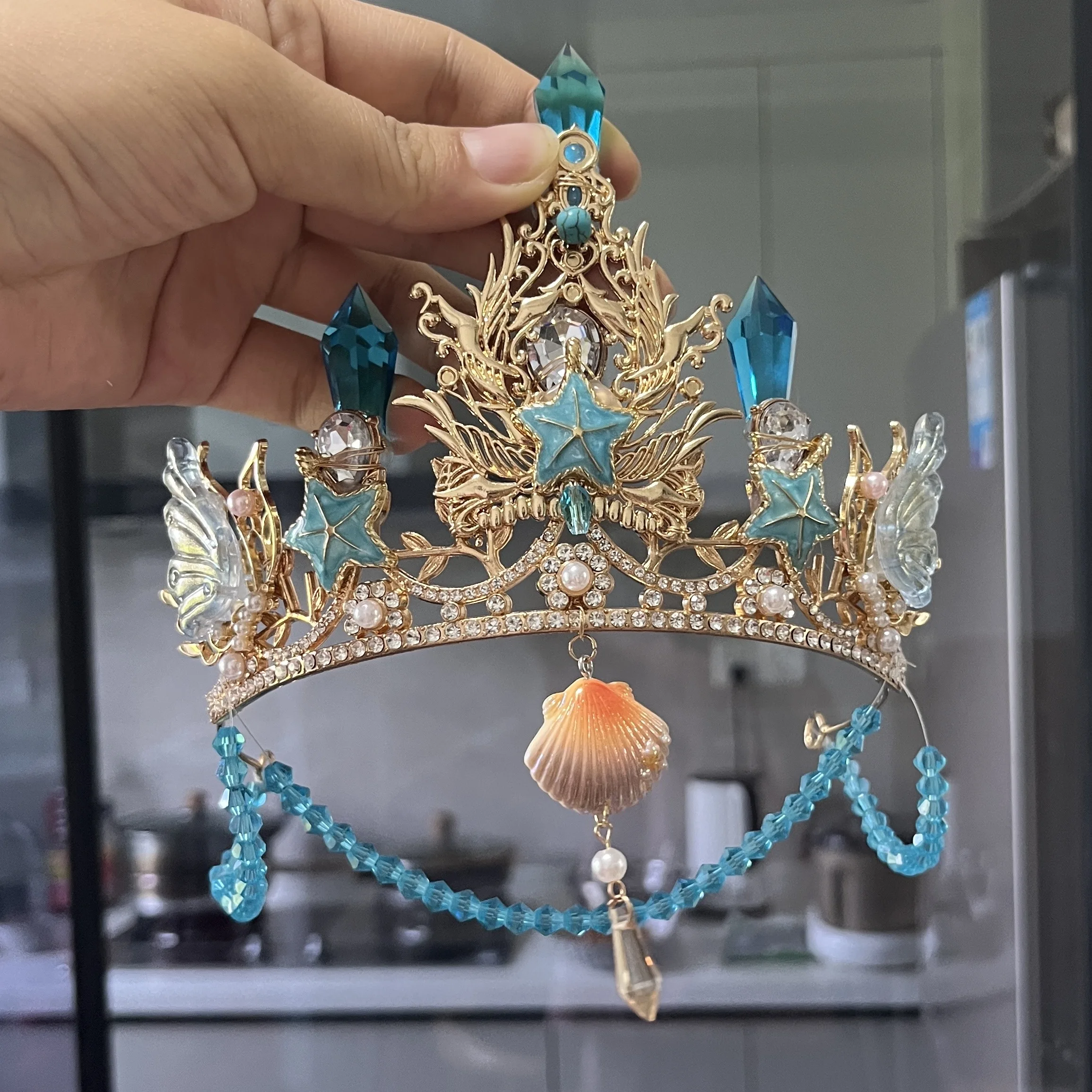 Русалка принцесса Лолита Корона синие искусственные волосы Принцесса фото