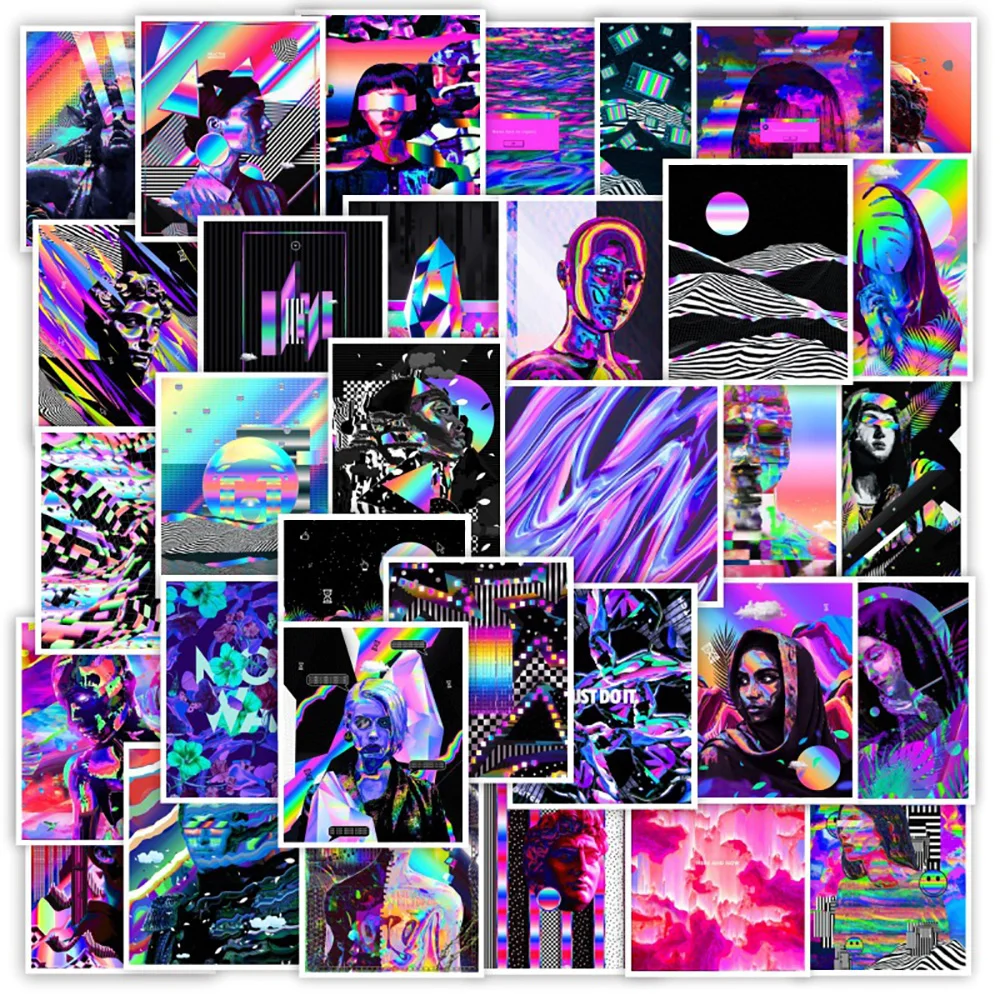 

10/30/50PCS Colorful Psychedelic Dreamy Graffiti Stickers DIY Skateboard Fridge Laptop Travel Luggage Cool Decal Sticker for Kid