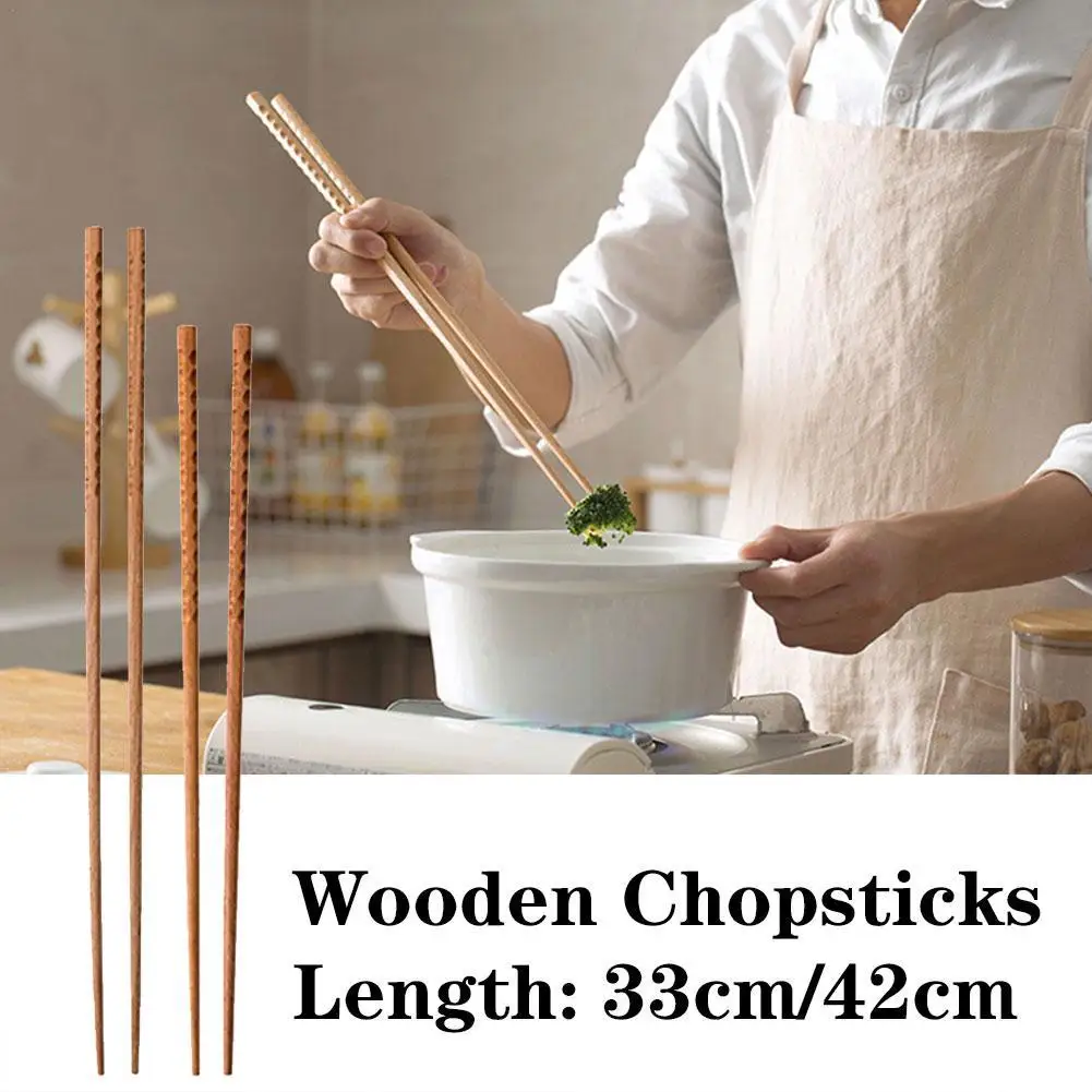 

Japanese Extra Long Wooden Chopsticks Polished Beech Wood Fried Food Noodle Anti-slip Chopsticks Kitchen Cooking Tools