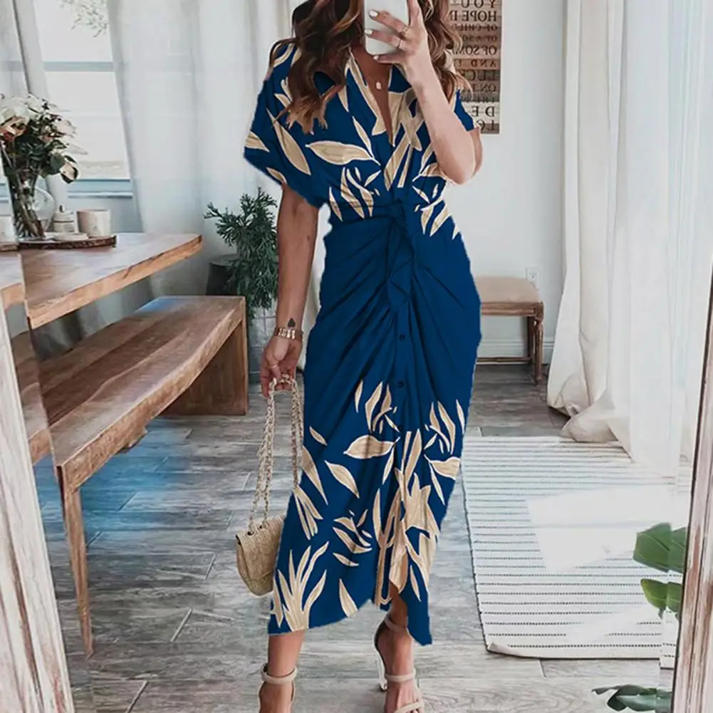 Summer Beach Maxi Irregular Ruffle Dress Women Floral Print Long Sleeve Elegant Lady Bodycon Dresses Cinched Striped Long Dress