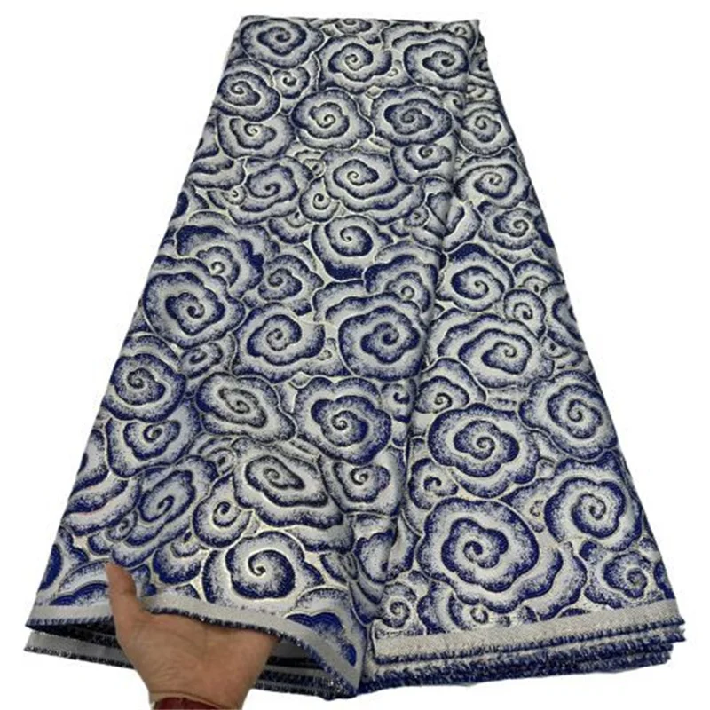 

Синяя африканская Тюлевая ткань, 5 ярдов, атласный принт, Высококачественная Женская кружевная нигерийская парча 2022 для шитья женского плат...