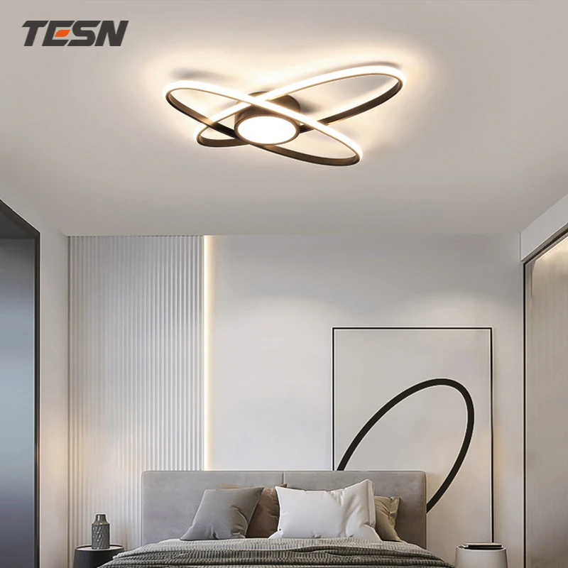 

Simple modern bedroom lamp warm Nordic ins line led ceiling lamp study lamp 2022 new net red lighting