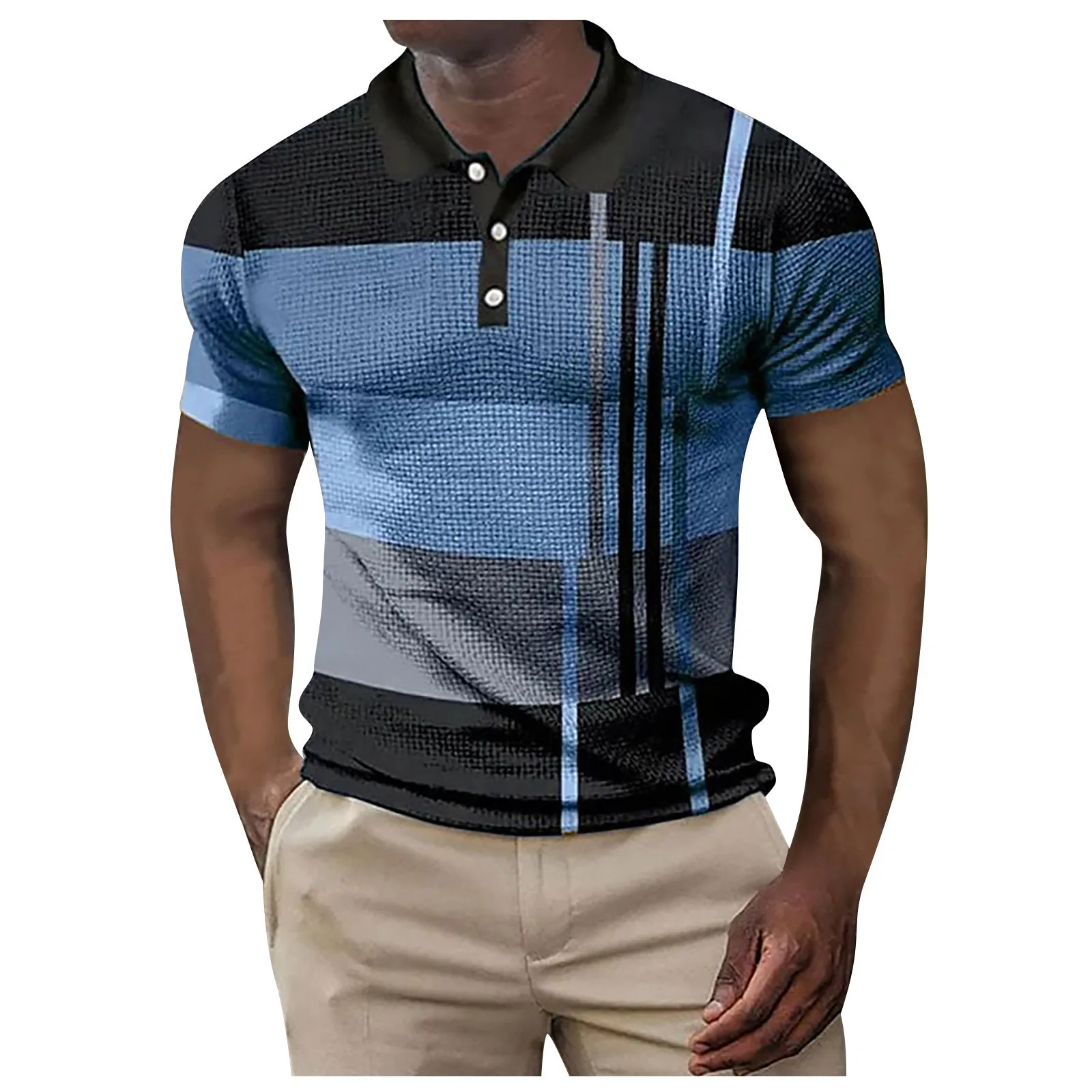

2023 Vintage Splice Polo Shirt Men Summer Short Sleeve Casual Pullover Tops Mens Fashion Turn-down Collar Button-up Polos