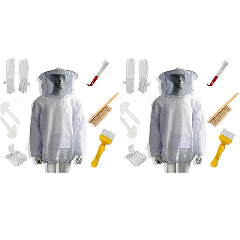 

Beekeeping Beekeeper Suit Bee Jacket Gloves Bee Hive Brush J Hook Hive Tool Set 16 Kits