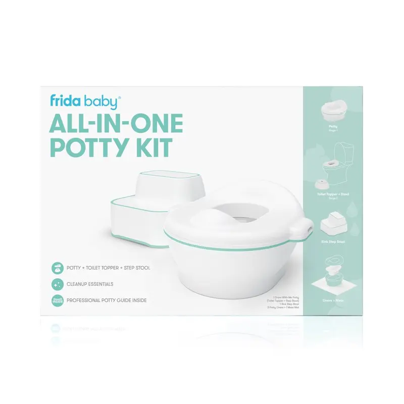 

Frida Baby All-in-One Potty Kit Includes Grow-With-Me Potty, Toilet Topper, Toilet Step Stool, Sink Step Stool, Cleanup Essentia
