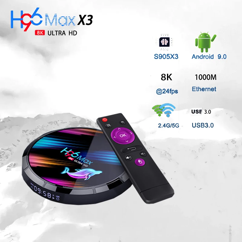 

2023 new H96 MAX X3 Smart TV Box Dual Wifi Media Player Youtube Set Top Box Android 9.0 8K 4GB 128GB