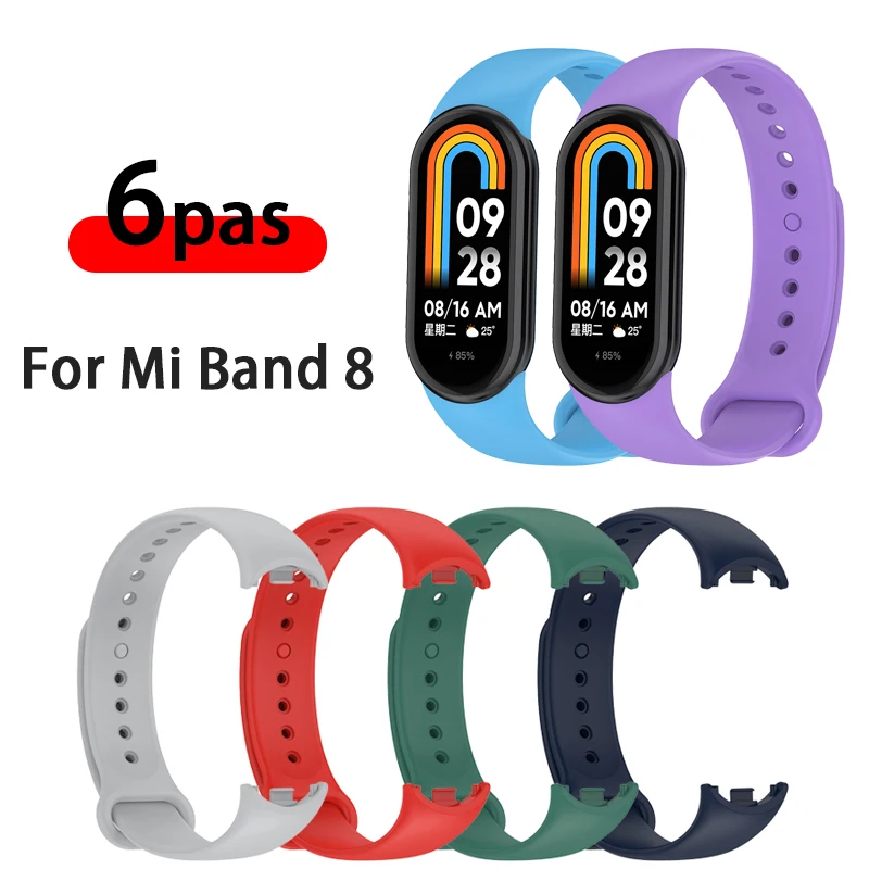 

Sport Smartband for Mi Band 8 Strap Accessories Soft Silicone Bracelet for Xiaomi Miband 8 Correa xiaomi band 8 Bands 6 pcs/Pack