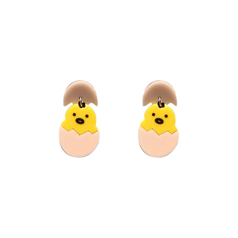 

Funny Cracked Chicken Earrings for Women Cute Cartoon Egg Yellow Acrylic Earrings Fashion Jewelry Creative Charms Accessories