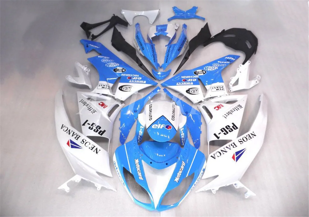 

New ABS Plastic Shell Motorcycle Fairing kit Fit For Kawasaki Ninja ZX6R 636 ZX-6R 2009 2010 2011 2012 09 10 11 12 Blue White