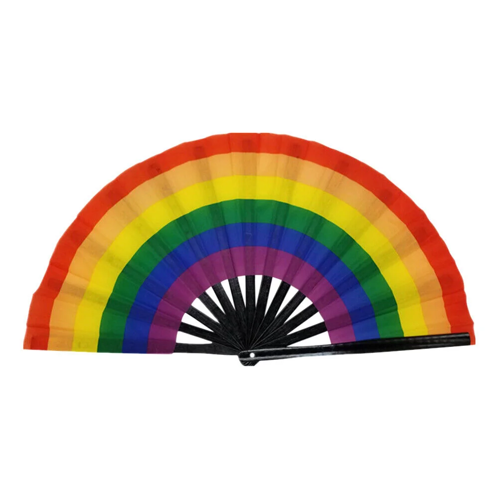 

Cosplay Folding Fan Portable Fans 1pcs 33cm Cooling Kung Fu Fan Rainbow Folding Fan Dancing Decoration Heating