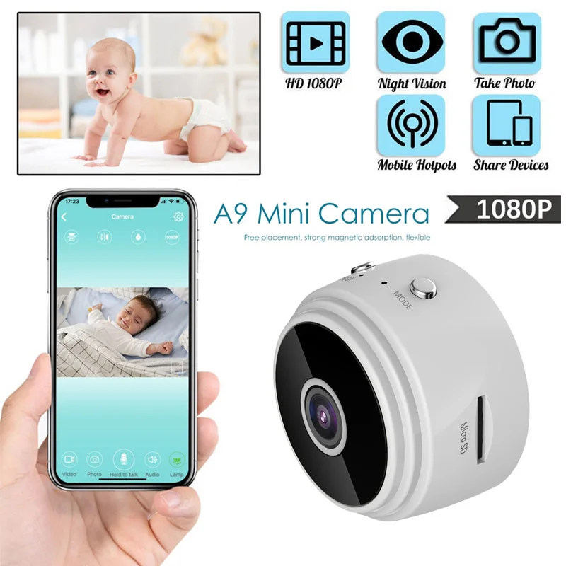 

Мини-камера видеонаблюдения A9, Wi-Fi, 1080P, HD, Ip