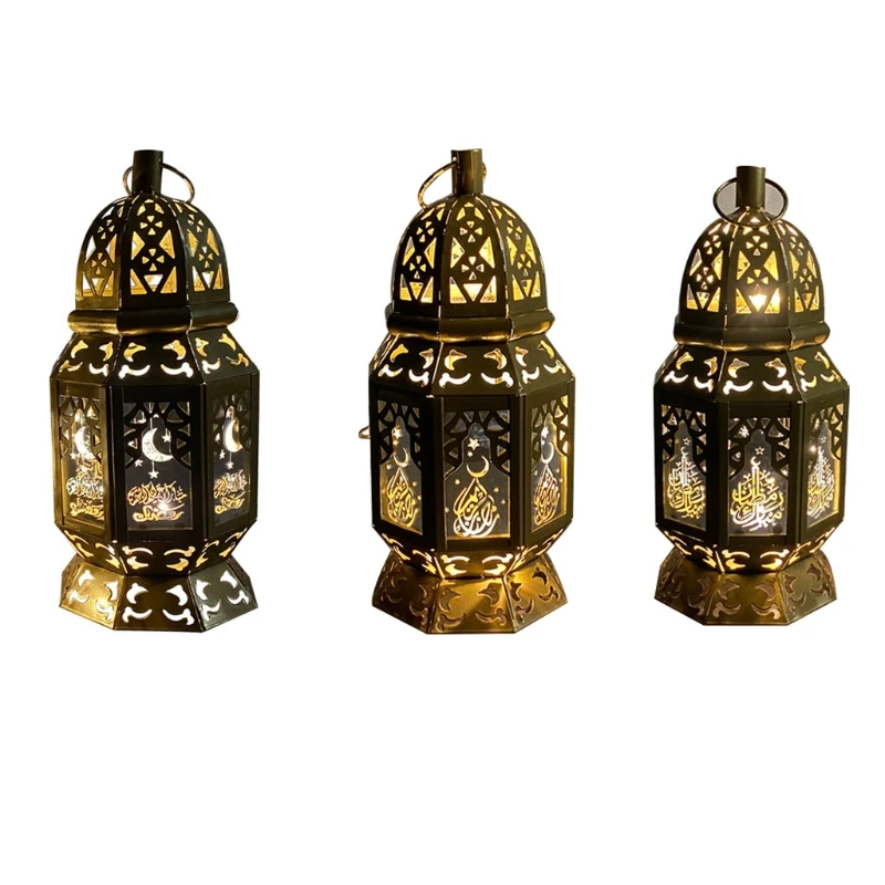 

Eid Mubarak Decoration Metal Ramadan LED Light Lamp Hanging Lantern Islam Muslim Party Supplies