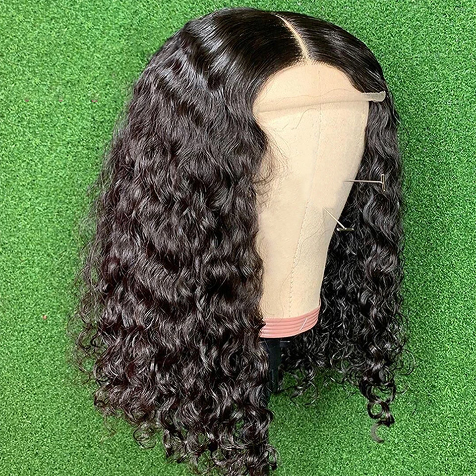 

Human Hair Wigs T Part Lace Wigs Brazilian 5X1 Deep Wave Wig PrePlucked 13X1 Short Bouncy Curly Bob Wig for Women Remy Hair