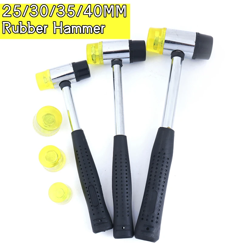 

Резиновый молоток, двухсторонний ручной инструмент с круглой головкой и нескользящей ручкой для остекления окон, 25 мм, 30 мм, 40 мм