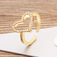 aibef charm heart shape crystal adjustable ring classic copper cz femininity declaration wedding fashion party exquisite jewelry