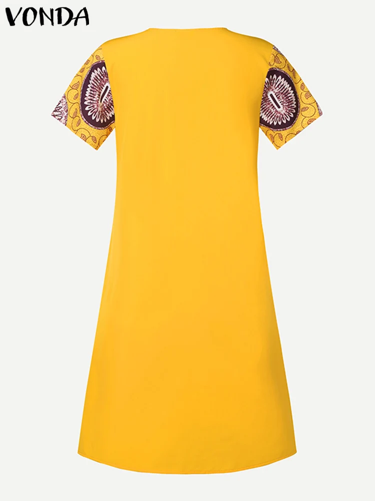 Женское богемное мини-платье VONDA летнее винтажное платье с принтом повседневный