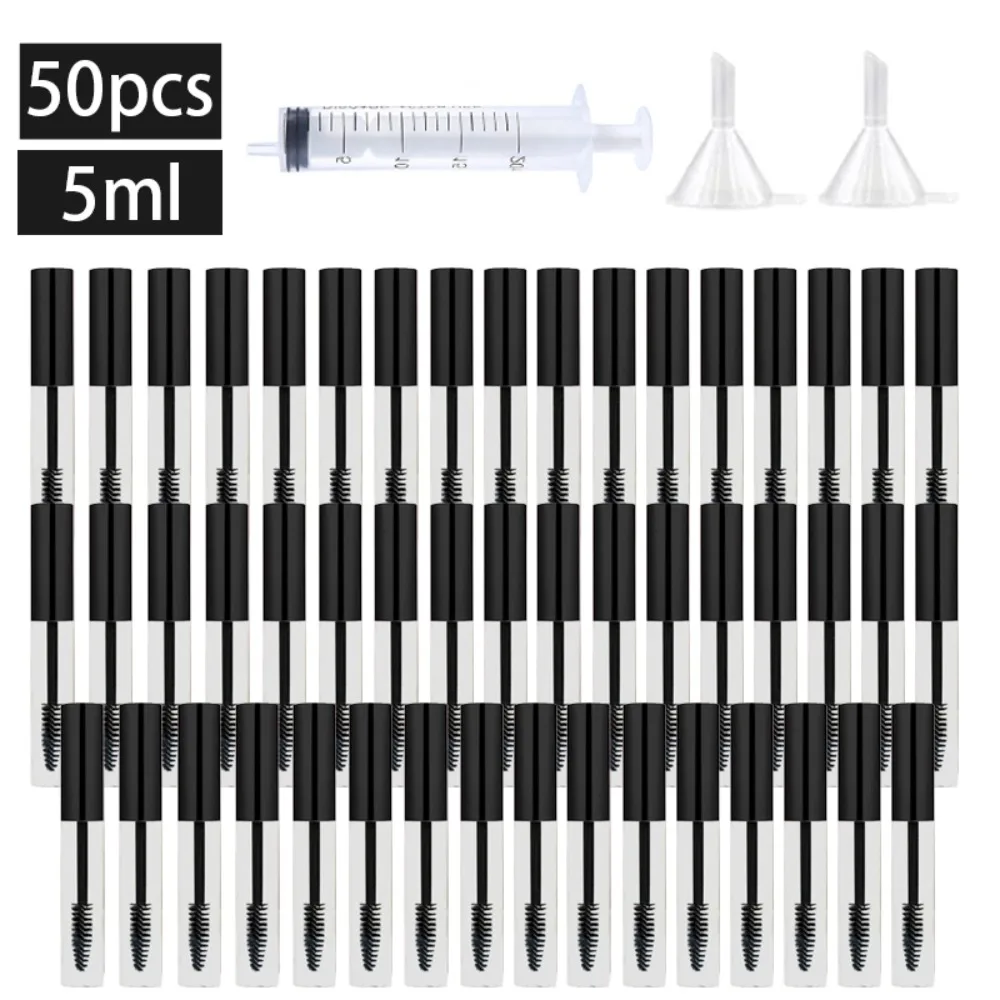 

50PCS 5/10ML Protable Empty DIY Mascara Tube with Eyelash Wand Container with Funnels Transfer Pipettes for Travel Wholesale