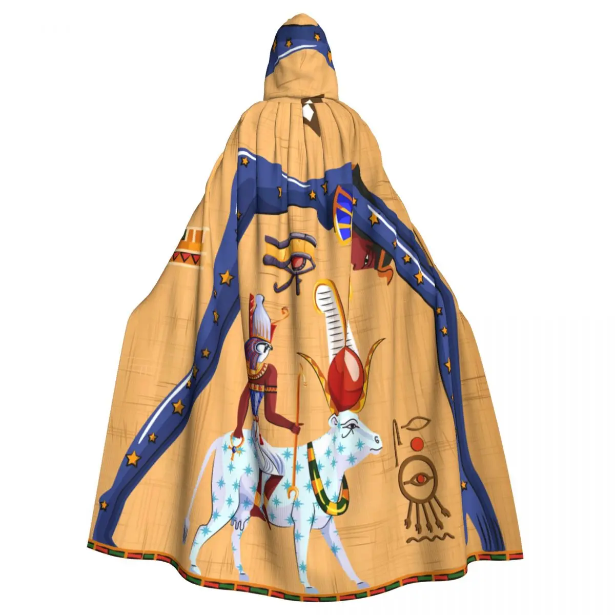 

Unisex Witch Party Reversible Hooded Adult Vampires Cape Cloak Cartoon Ancient Egypt Papyrus Scroll