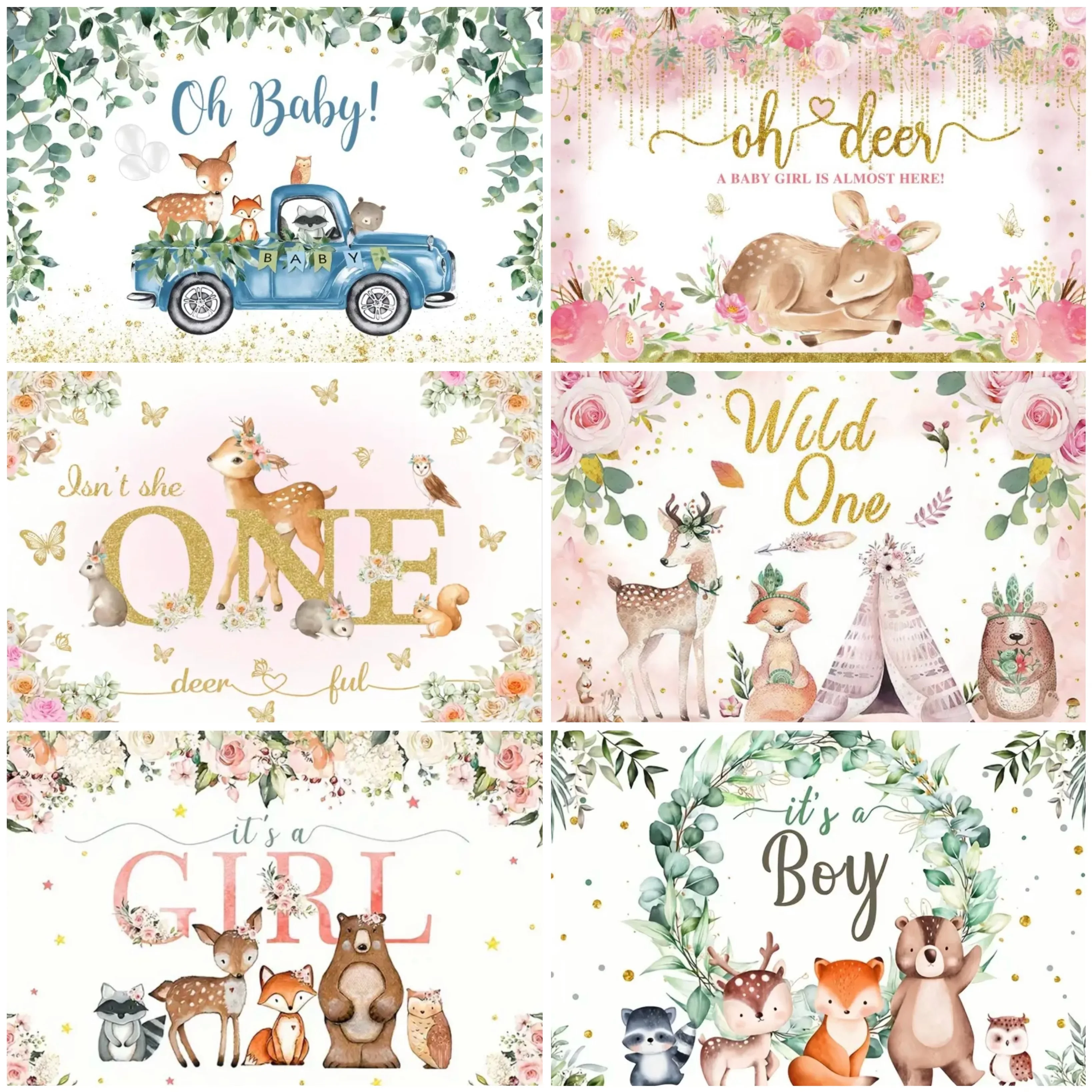 Мультяшный олень детский день рождения декорации джунгли сафари фотография для