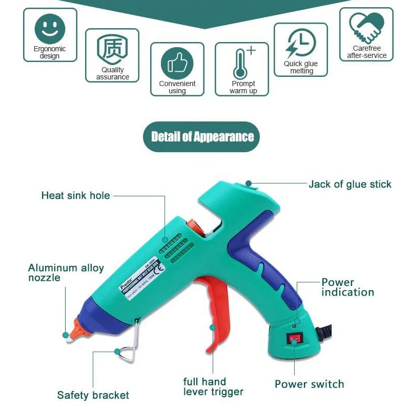 Профессиональный клеевой пистолет горячего расплава PRO'SKIT 100W GK-389H 80W GK-390H