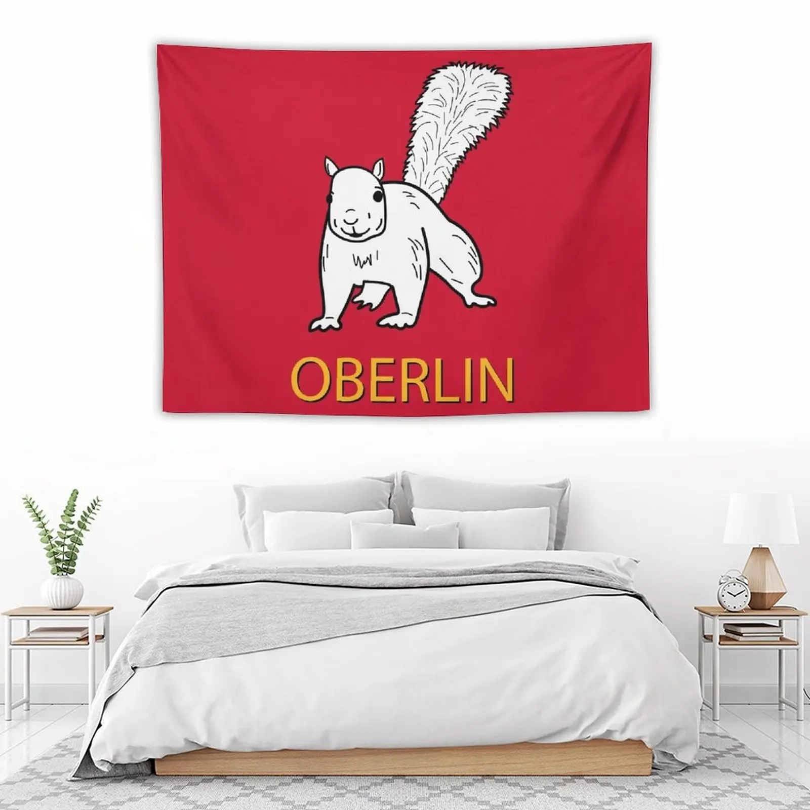 Милый гобелен с белой белкой Oberlin для декора стен спальни скандинавский домашний