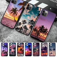 toplbpcs summer beach scene at sunset on sea palm phone case for iphone 11 12 13 mini pro max 8 7 6 6s plus x 5 se