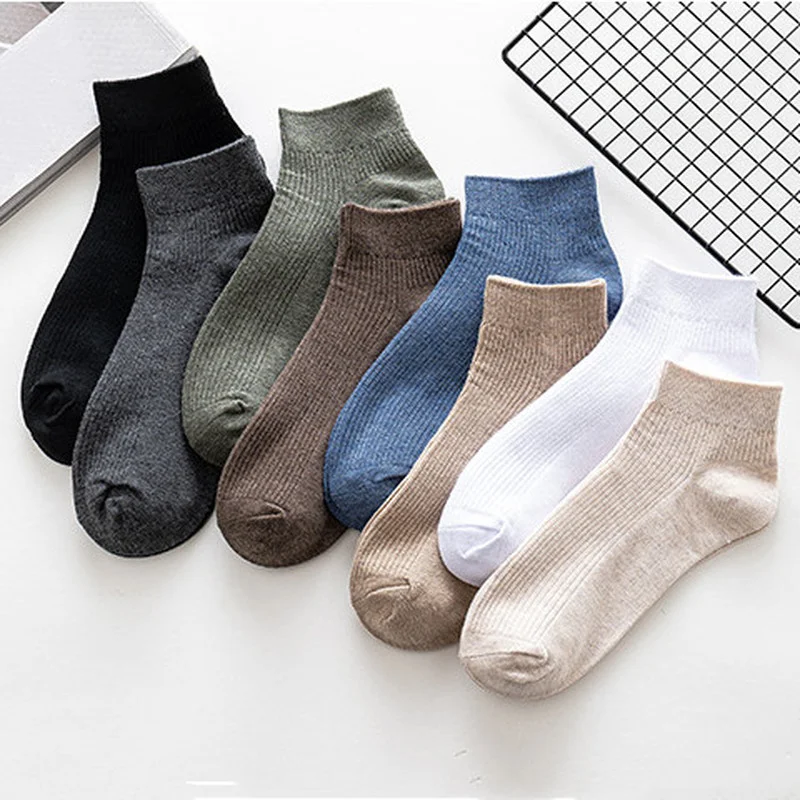 

Causal Fashion Mens Short Socks High Quality Cotton Knitting Low Cut Ankle Socks Solid Color Breathable Man Male Sports Socks