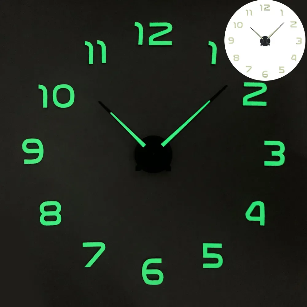 

Luminous Wall Clock Modern Design Watch Digital Large Big 3D DIY Home Decor Luminous Wall Clocks Mirror Sticker Arrival