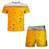 2022 fashion 3d printing spoof bad beer mens t shirt shorts suit oversized novelty short sleeved sets casual man sportswear