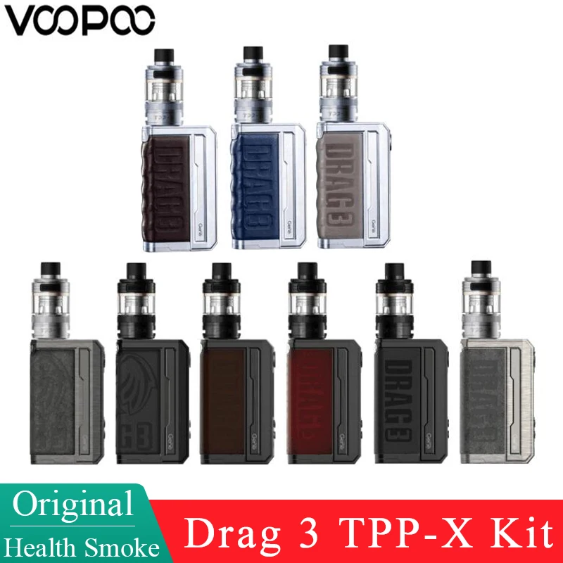 Vape Kit Original Voopoo DRAG 3 TPP-X Device 177W Box MOD With 5.5ml TPP X Pod Tank Cartridge Fit TPP-DM2 TPP-DM3  Vapor Vaper