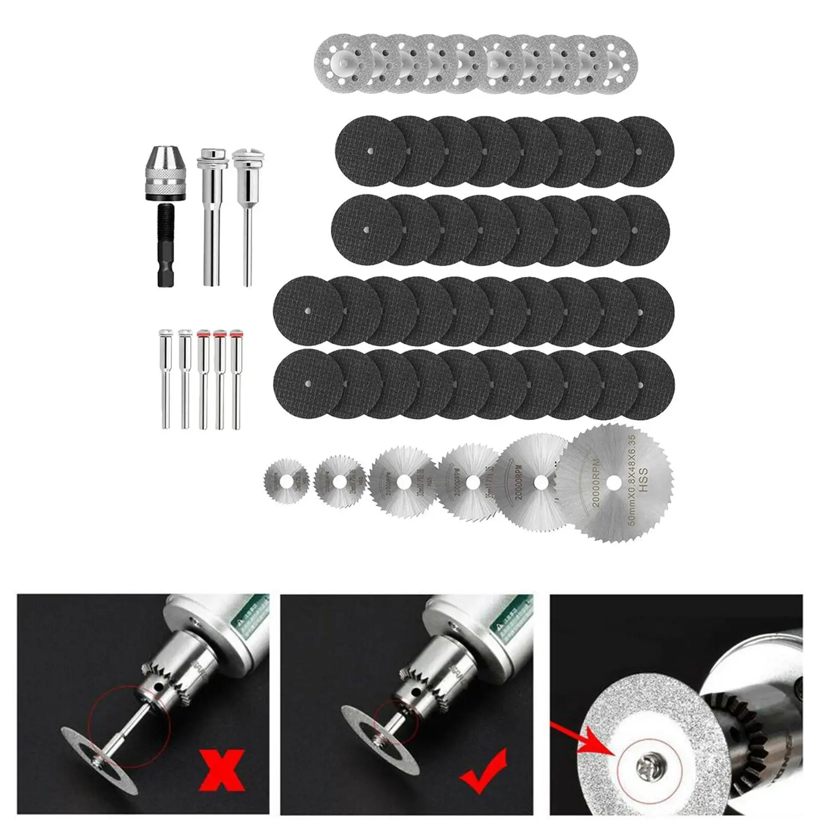 

60pcs Diamond Cutting Wheels for Rotary Tool Die Metal Cut off Disc